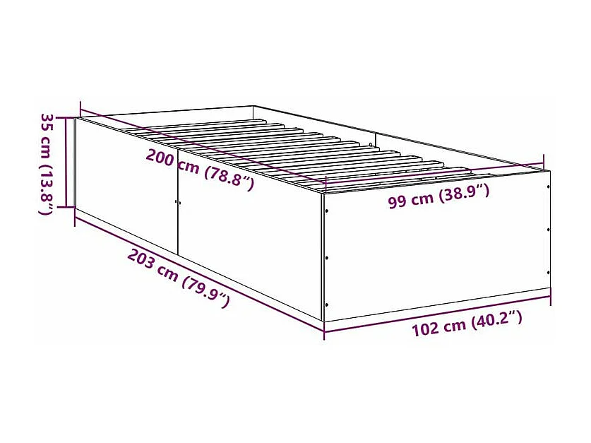 vidaXL Estructura de cama madera de ingeniería negra 100x200 cm