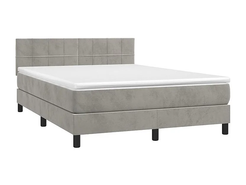 Sommier à lattes de lit et matelas Gris clair 140x190 Velours