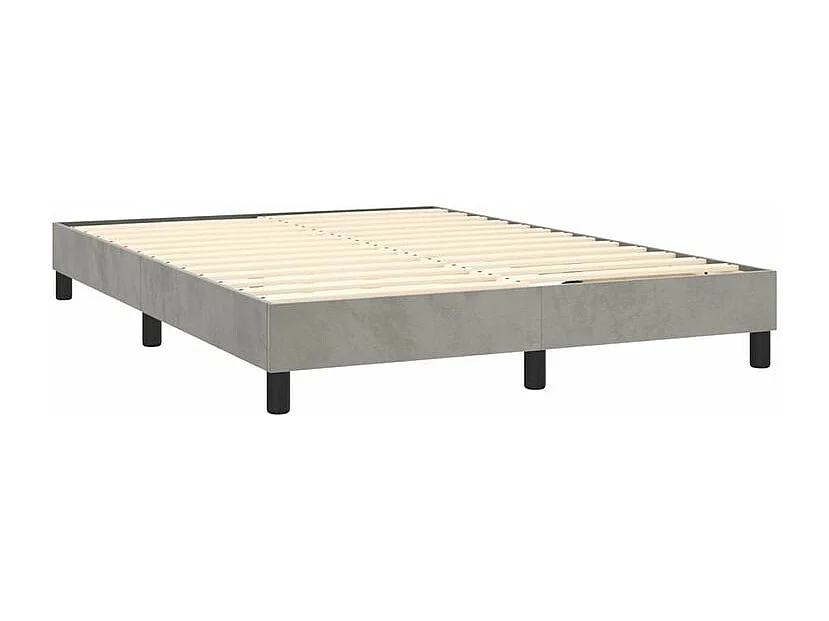 Sommier à lattes de lit et matelas Gris clair 140x190 Velours