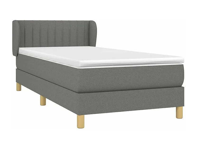 Sommier à lattes de lit et matelas Gris foncé 90x190 Tissu
