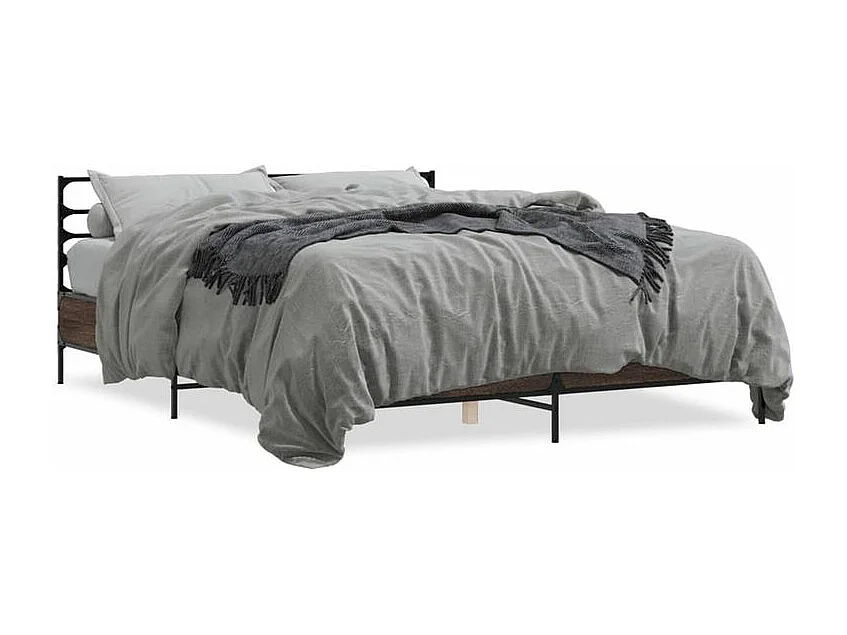 Cadre de lit chêne marron 150x200 bois d'ingénierie et métal