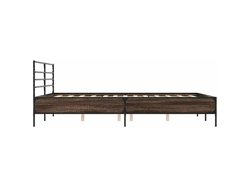 Cadre de lit chêne marron 150x200 bois d'ingénierie et métal