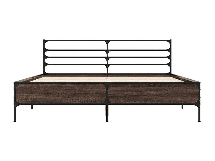 Cadre de lit chêne marron 150x200 bois d'ingénierie et métal