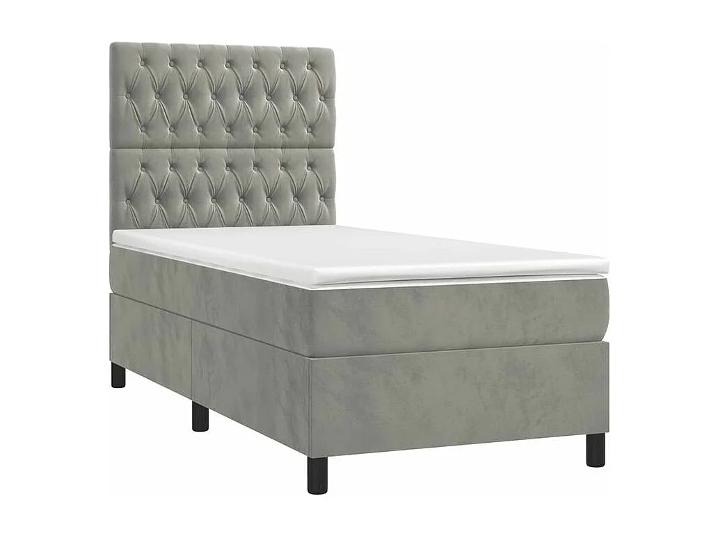 Sommier à lattes de lit et matelas et LED Gris clair 80x200