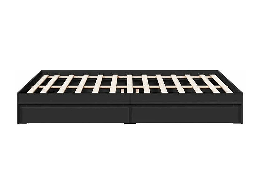 Cadre de lit avec tiroirs noir 150x200 bois d'ingénierie