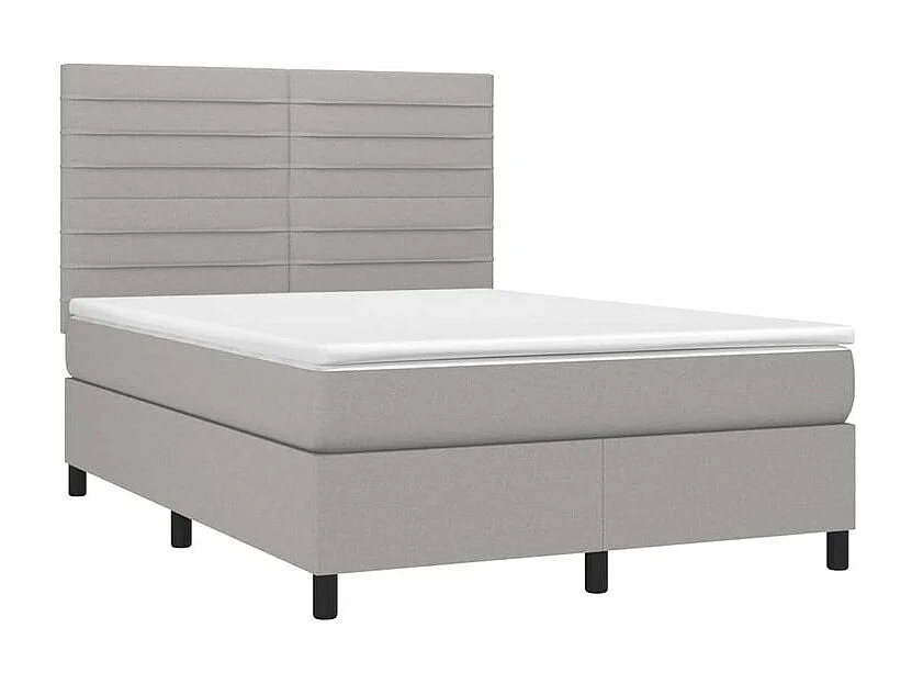 vidaXL Cama box spring colchón y luces LED tela gris claro 140x190 cm