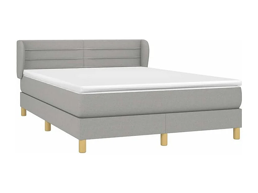 Sommier à lattes de lit avec matelas Gris clair 140x190 Tissu