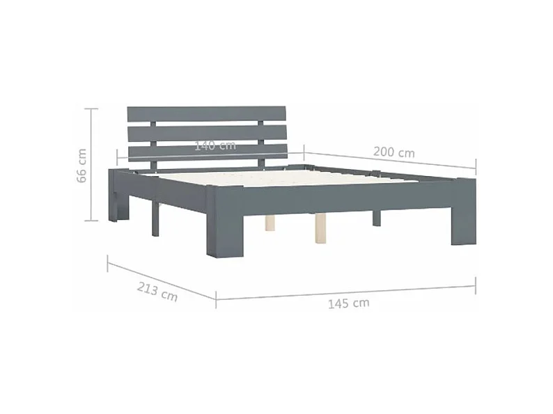 Lit adulte pin massif gris Cozy 140x200