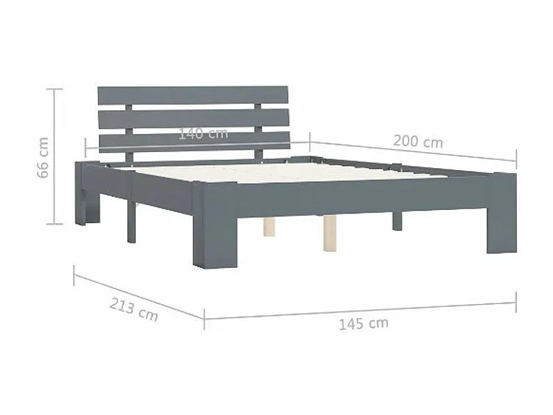 Lit adulte pin massif gris Cozy 140x200