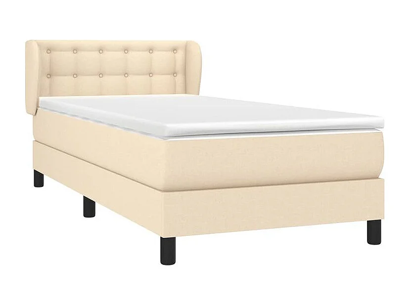 Sommier à lattes de lit et matelas Crème 90x190 Tissu