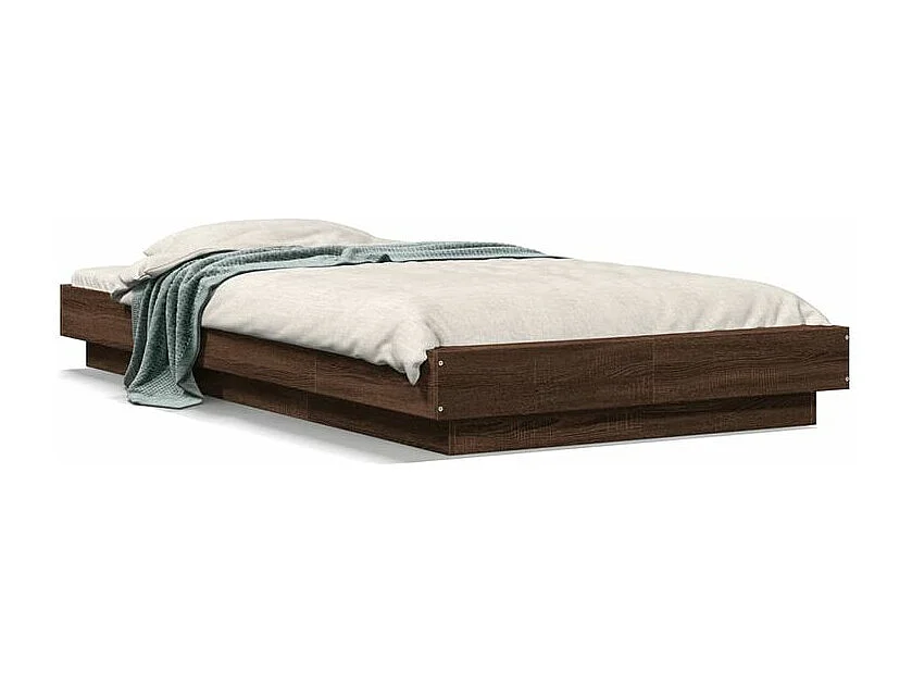 Cadre de lit avec lumières LED chêne marron 75x190