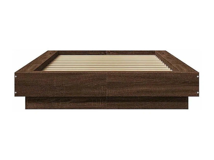Cadre de lit avec lumières LED chêne marron 75x190