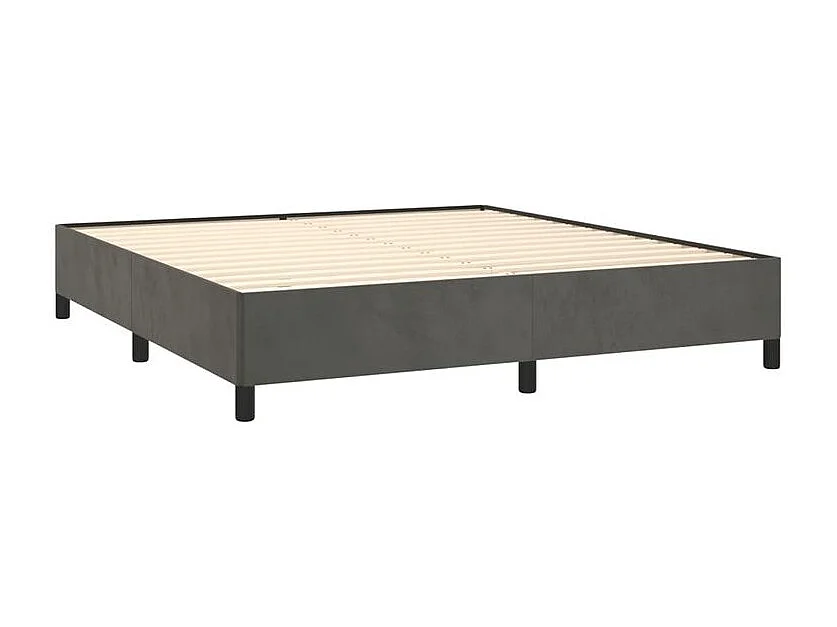 Sommier à lattes de lit et matelas Gris foncé 160x200 Velours