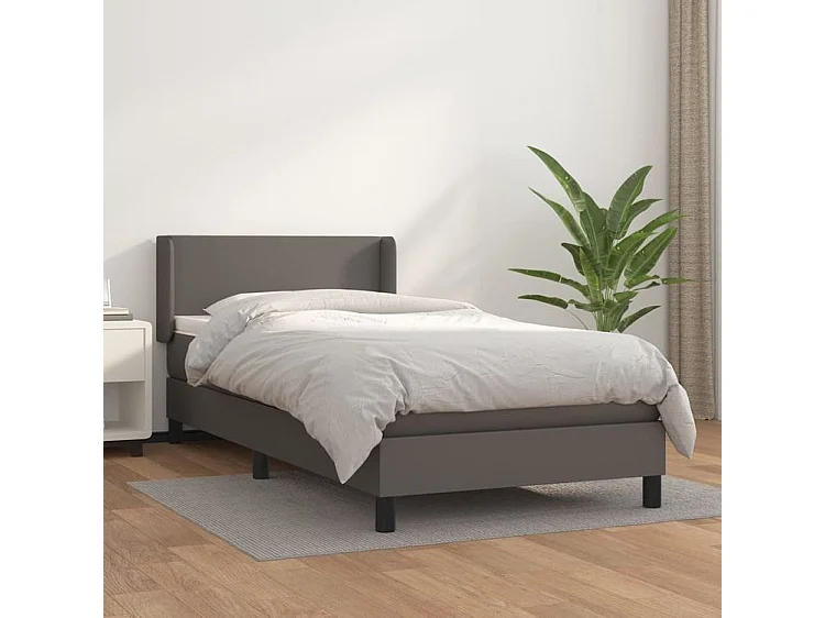 vidaXL Cama box spring con colchón cuero sintético gris 80x200 cm