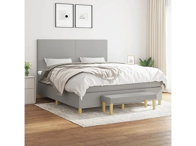 Sommier à lattes de lit avec matelas Gris clair 180x200 Tissu