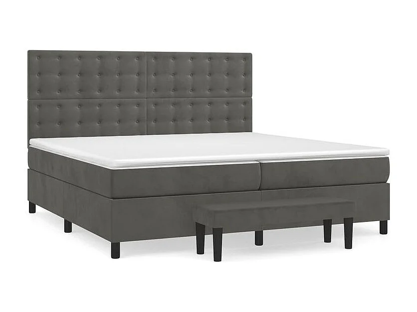 Sommier à lattes de lit et matelas Gris foncé 200x200 Velours