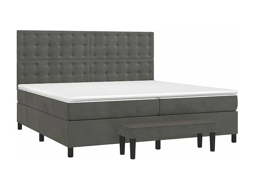 Sommier à lattes de lit et matelas Gris foncé 200x200 Velours