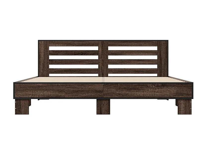 Cadre de lit chêne marron 200x200 bois d'ingénierie et métal