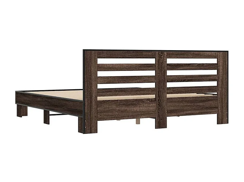 Cadre de lit chêne marron 200x200 bois d'ingénierie et métal
