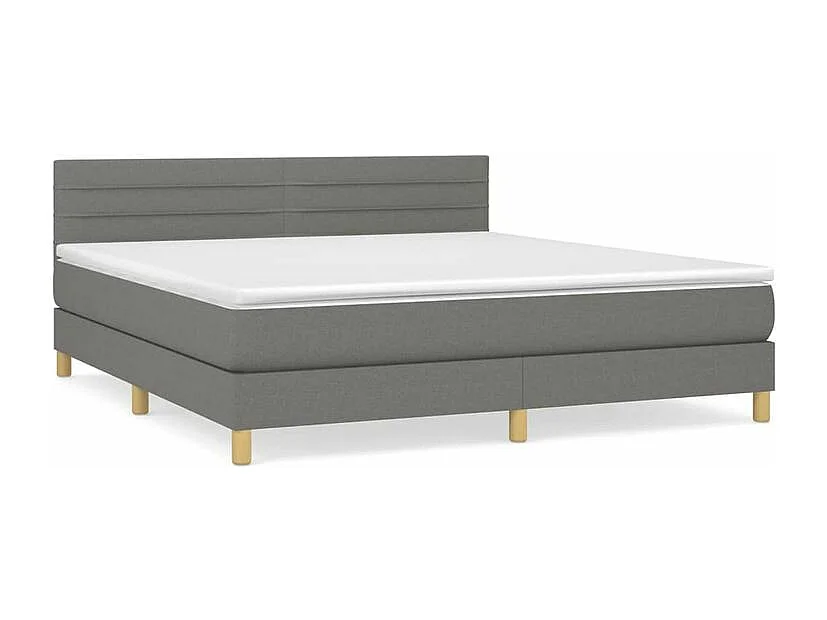 Sommier à lattes de lit avec matelas Gris foncé 160x200 Tissu