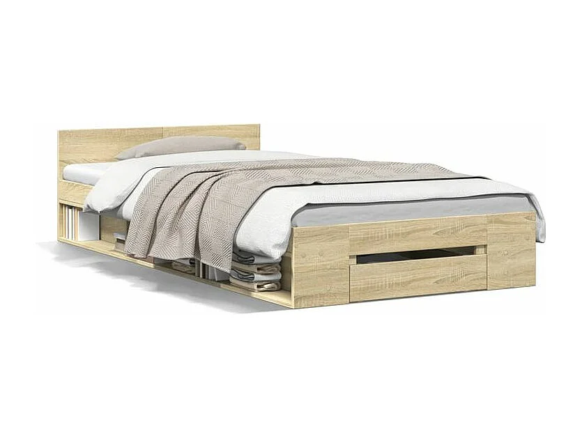 Cadre de lit et tiroir chêne sonoma 75x190 bois d'ingénierie