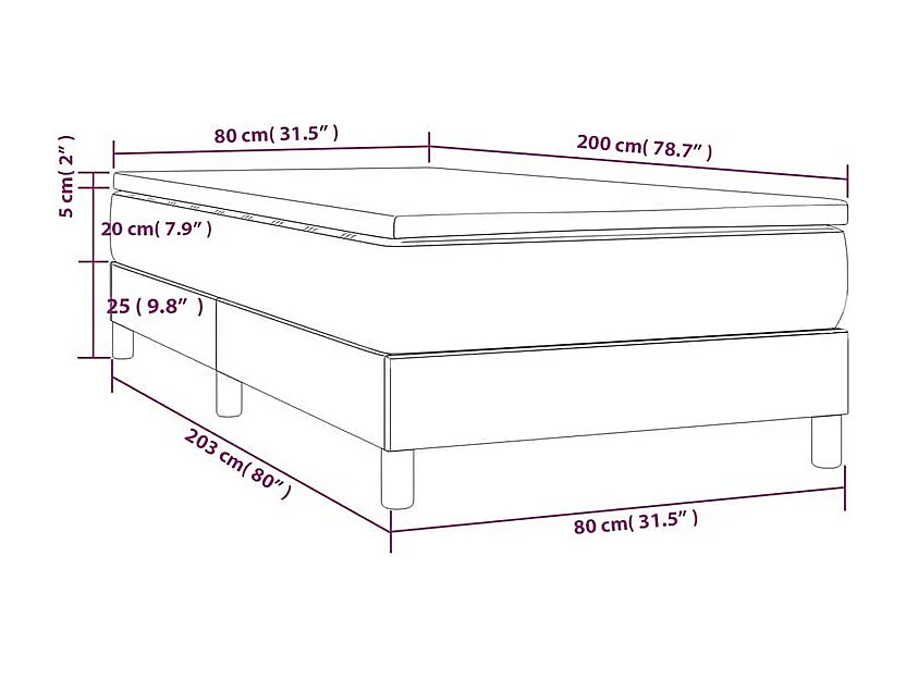 Boxspring met matras stof blauw 80x200 cm