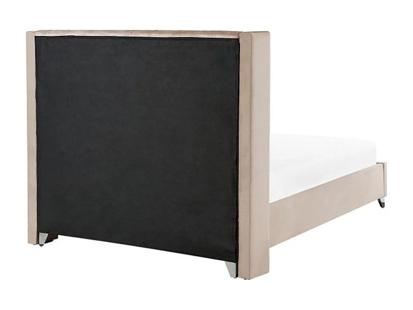 Lit capitonné Chesterfield velours Klouto-Couleur Beige-180x200