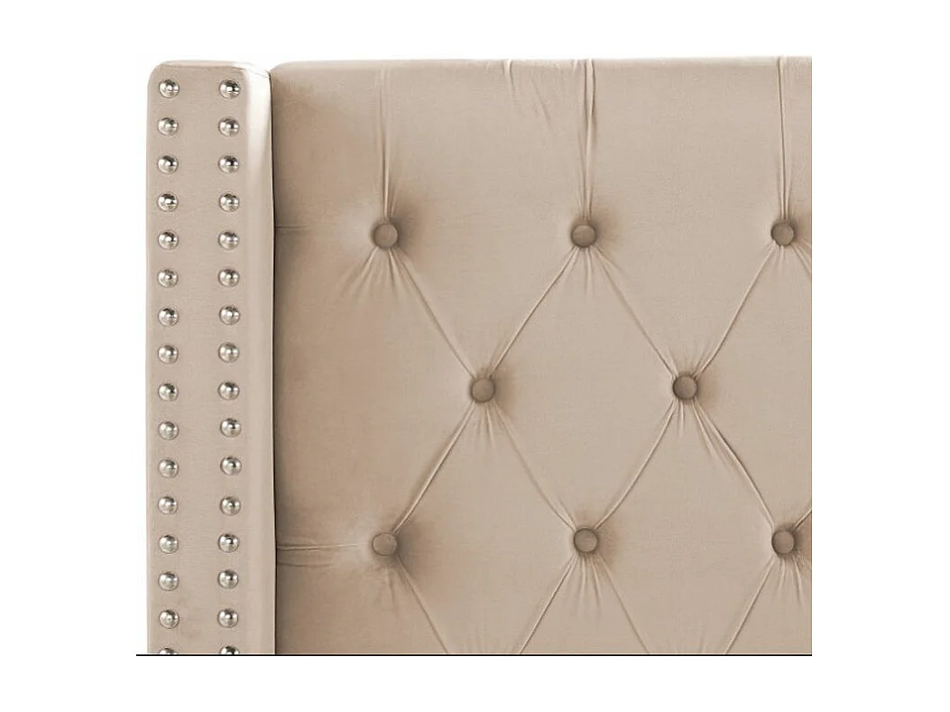 Lit capitonné Chesterfield velours Klouto-Couleur Beige-180x200