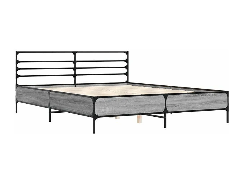 Cadre de lit sonoma gris 160x200 bois d'ingénierie et métal