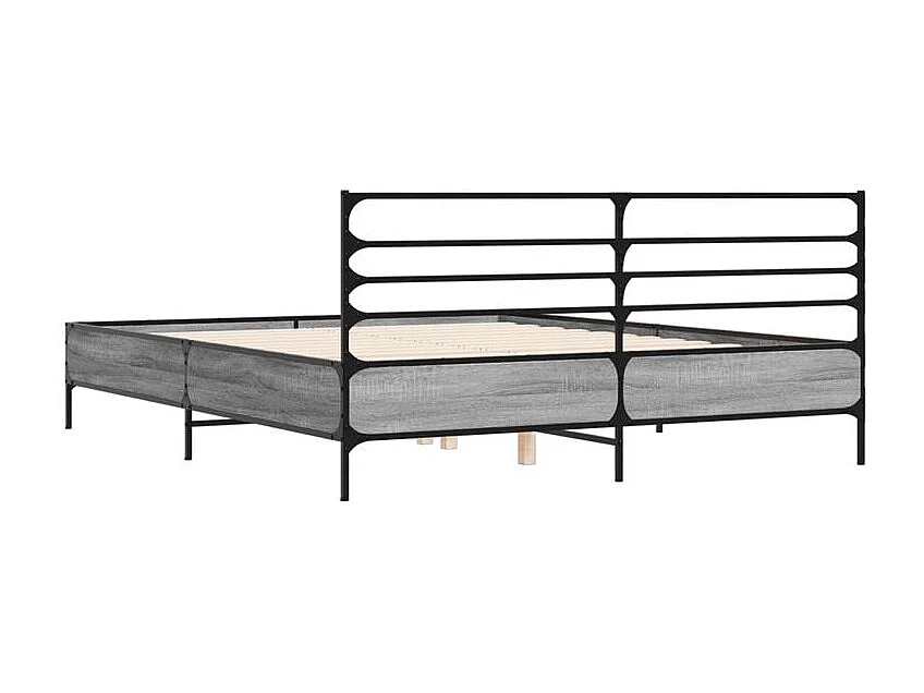 Cadre de lit sonoma gris 160x200 bois d'ingénierie et métal