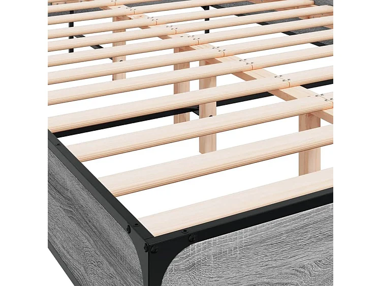 Cadre de lit sonoma gris 160x200 bois d'ingénierie et métal