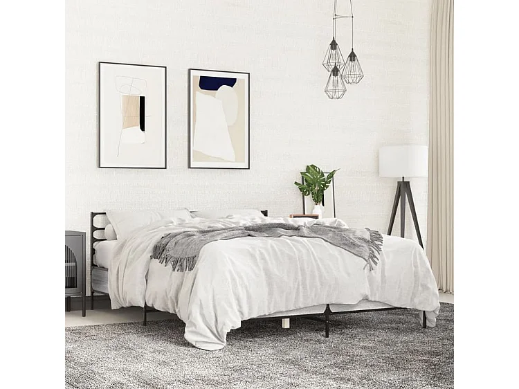 Cadre de lit sonoma gris 160x200 bois d'ingénierie et métal