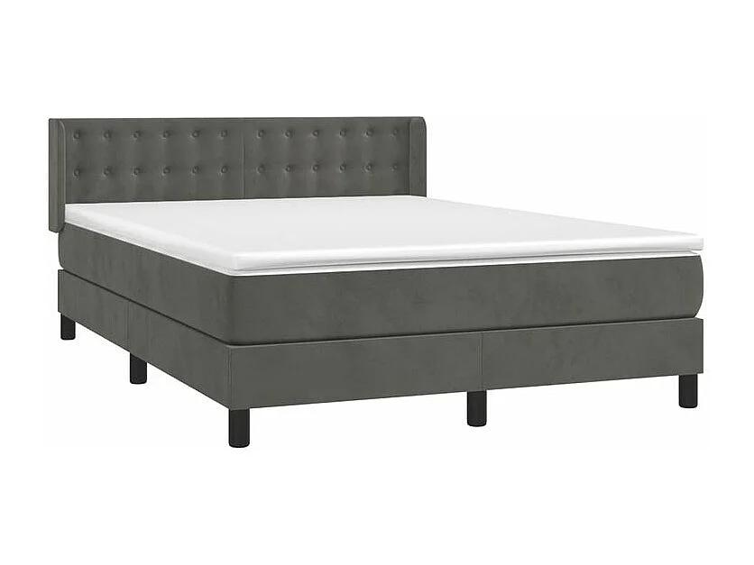 Sommier à lattes de lit et matelas Gris foncé 140x190 Velours