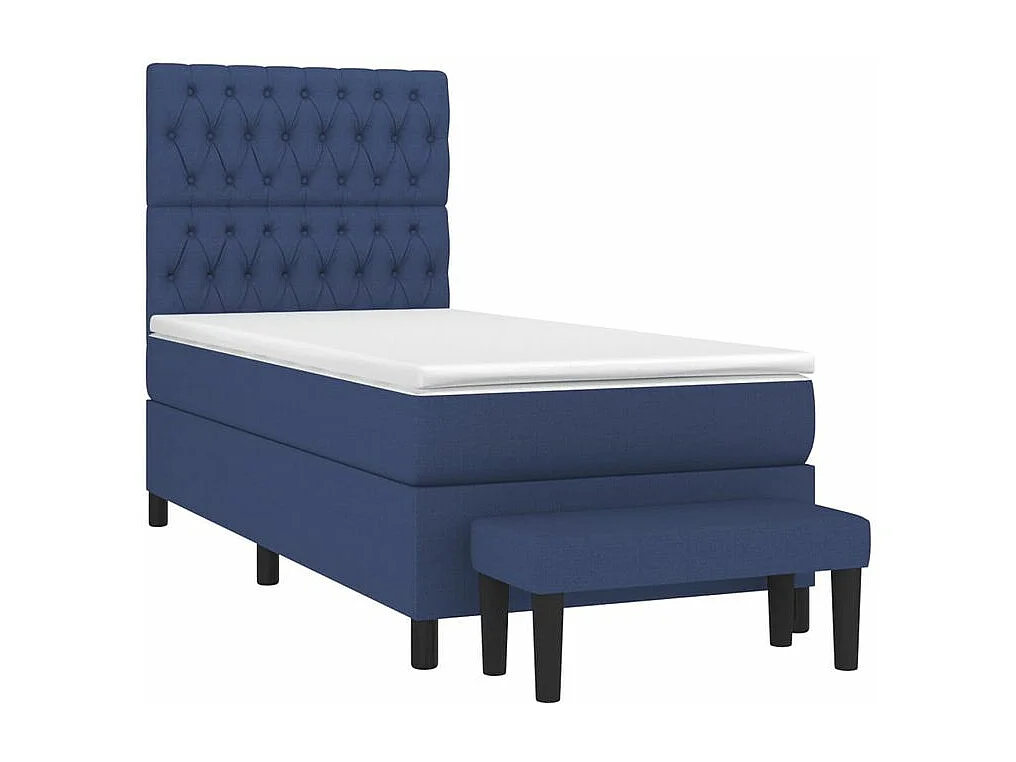 vidaXL Cama box spring con colchón tela azul 90x190 cm