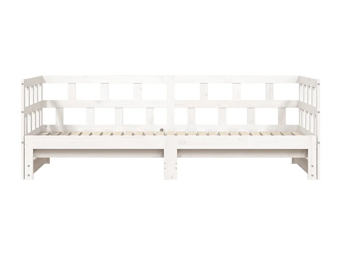 Lit de jour avec lit gigogne blanc 90x190 bois de pin massif