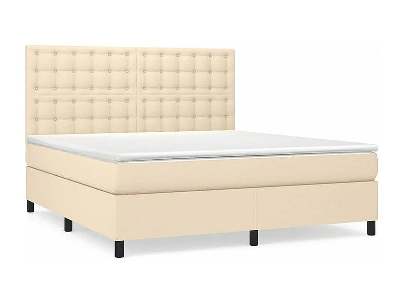 Sommier à lattes de lit avec matelas Crème 180x200 Tissu