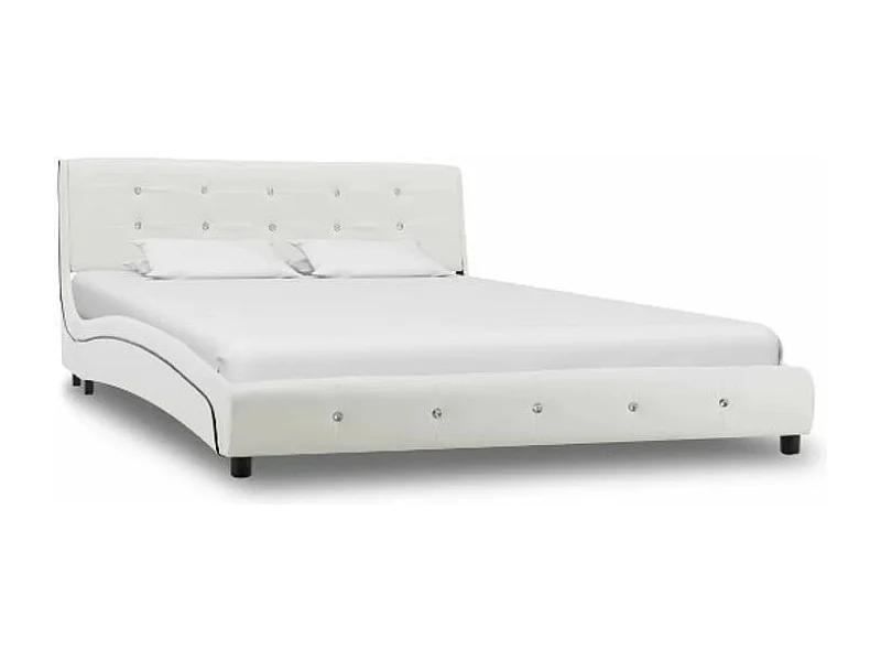 Lit adulte simili cuir blanc Bisco 140x200