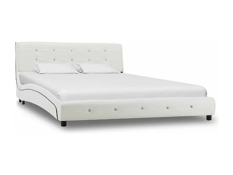 Lit adulte simili cuir blanc Bisco 140x200