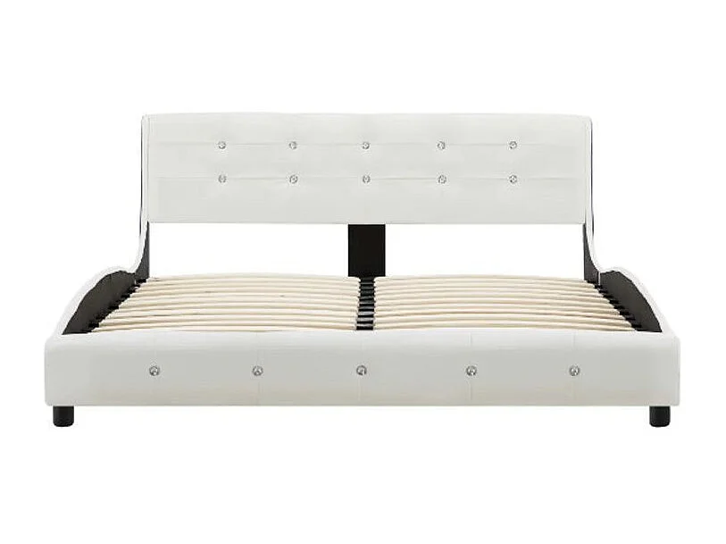 Lit adulte simili cuir blanc Bisco 140x200