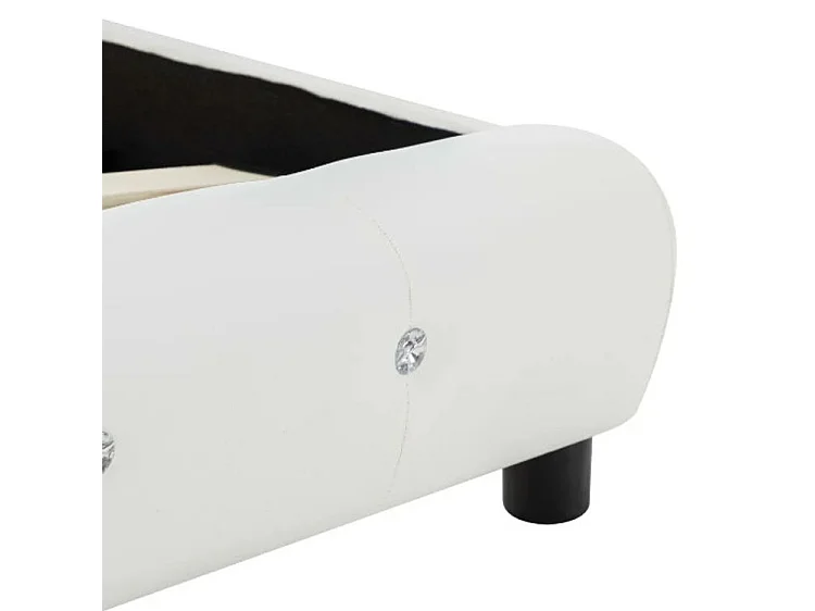 Lit adulte simili cuir blanc Bisco 140x200