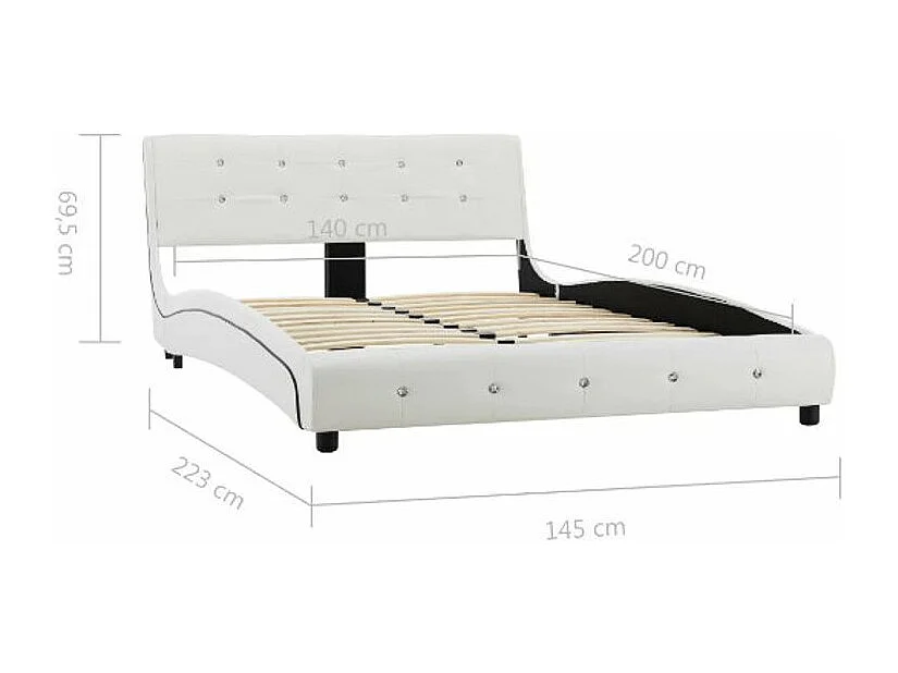 Lit adulte simili cuir blanc Bisco 140x200