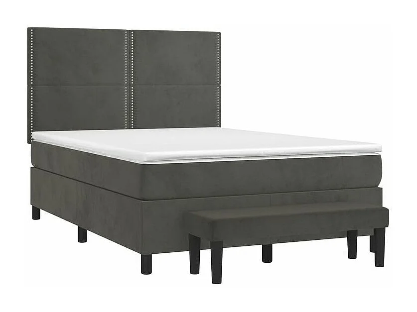 Sommier à lattes de lit et matelas Gris foncé 140x190 Velours
