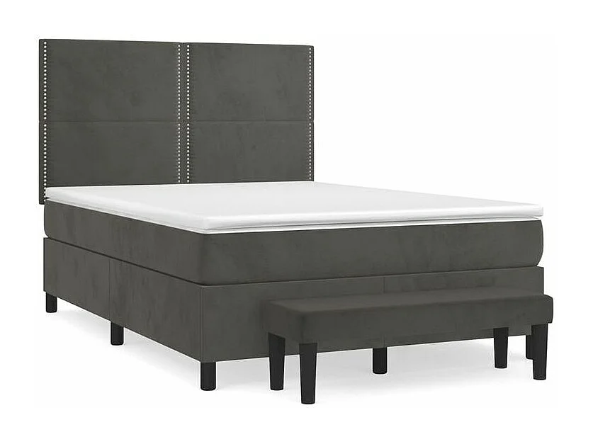 Sommier à lattes de lit et matelas Gris foncé 140x190 Velours