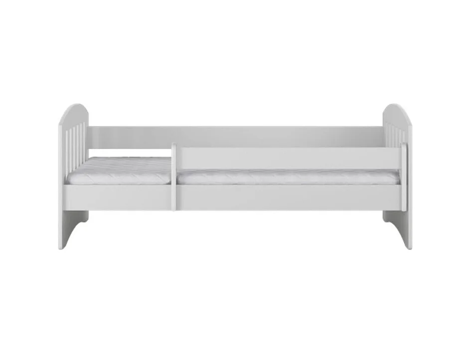 Lit enfant avec barrière de sécurité amovible blanc Klaky-Matelas mousse-80x180