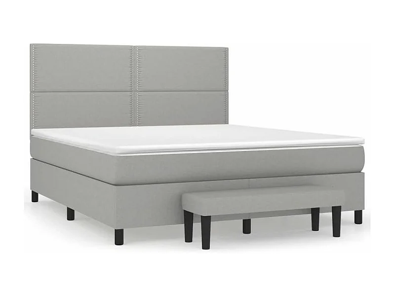 Sommier à lattes de lit avec matelas Gris clair 180x200 Tissu