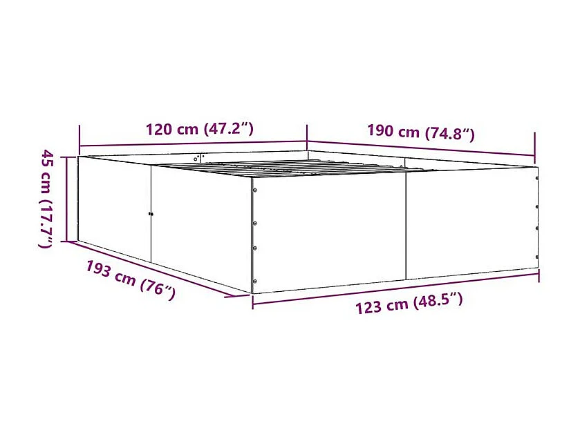 vidaXL Estructura de cama madera de ingeniería marrón roble 120x190 cm