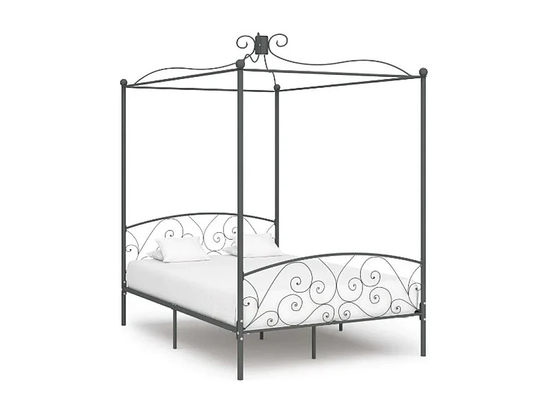 Lit à baldaquin métal noir Donkl 140x200