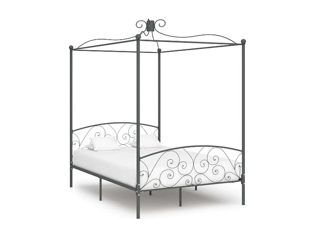 Lit à baldaquin métal noir Donkl 140x200