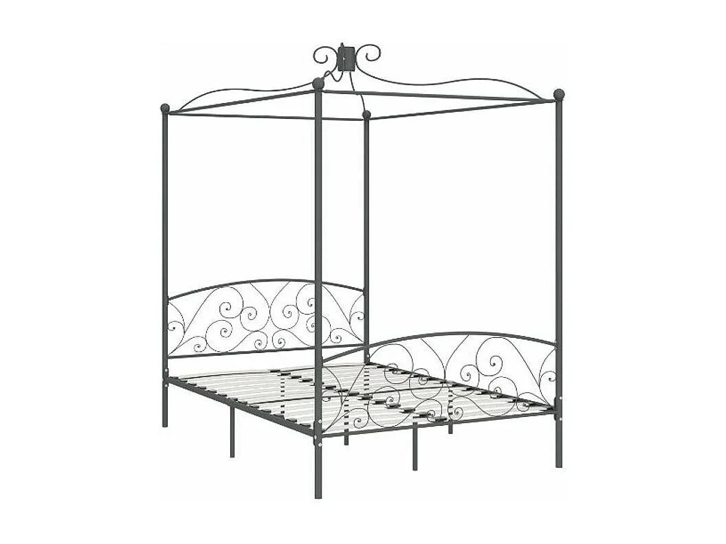 Lit à baldaquin métal noir Donkl 140x200