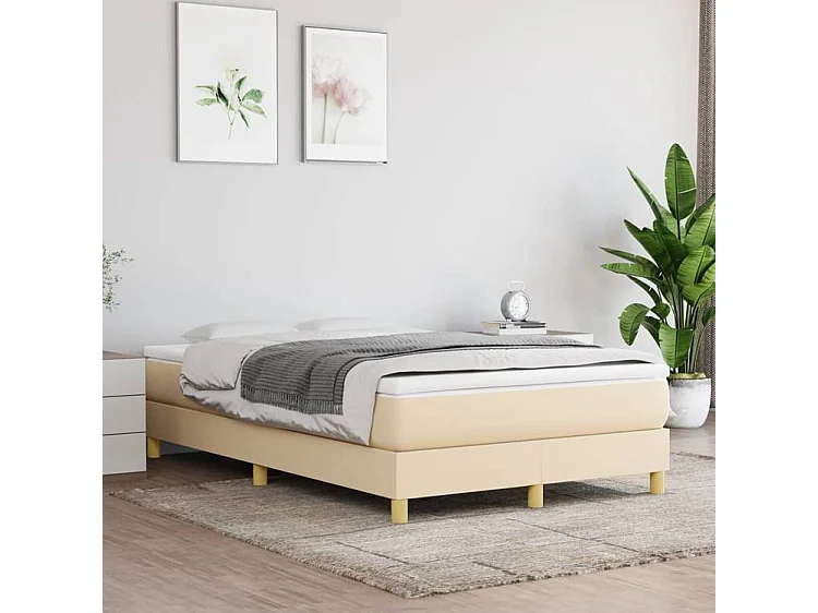 Sommier à lattes de lit avec matelas Crème 120x200 Tissu
